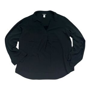 Ava & Viv Black Textured Blouse 1X